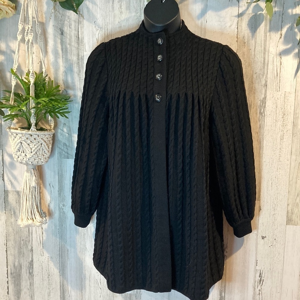 Valentino Vintage Miss V Navy Cardigan Wool Sweater